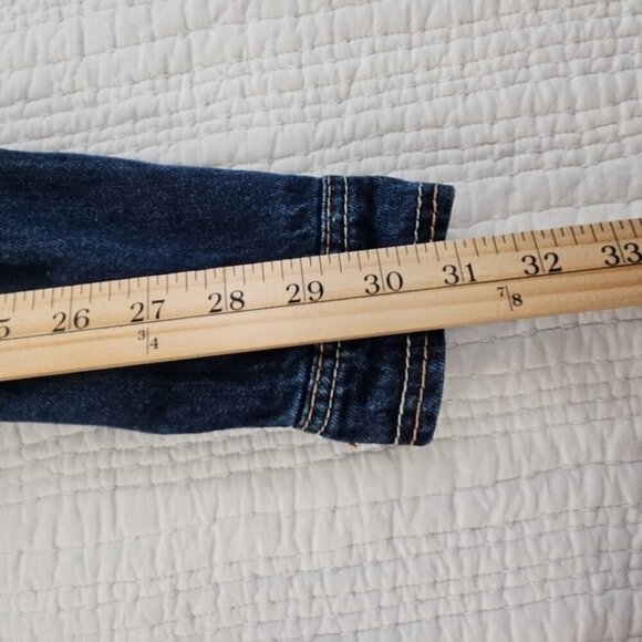 Rue21 Cropped Jean Jacket Women's Small Dark Wash EUC Long Sleeve Embellished - Picture 10 of 12